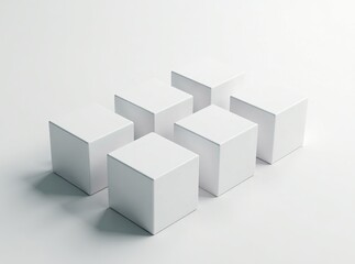 Obraz premium White Cube Rectangle Rows - Minimalist Abstract AI Art - Geometric Shapes