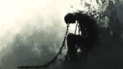 Illustration of the Internal Battle of Persistent Depressive Disorder (Dysthymia) and Its Weight on the Soul