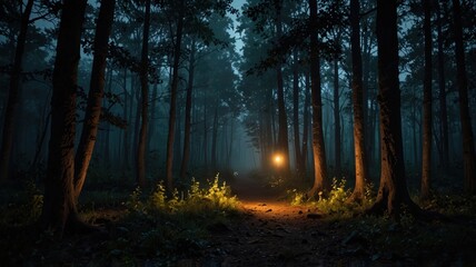 Obraz premium magical lights sparkling in mysterious fores