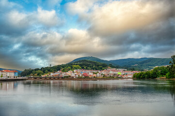 Naklejka premium Noya is a municipality and a Spanish town that belongs to the province of La Coruña, in the autonomous community of Galicia. It is located at the innermost point of the Muros and Noya estuary, Spain.