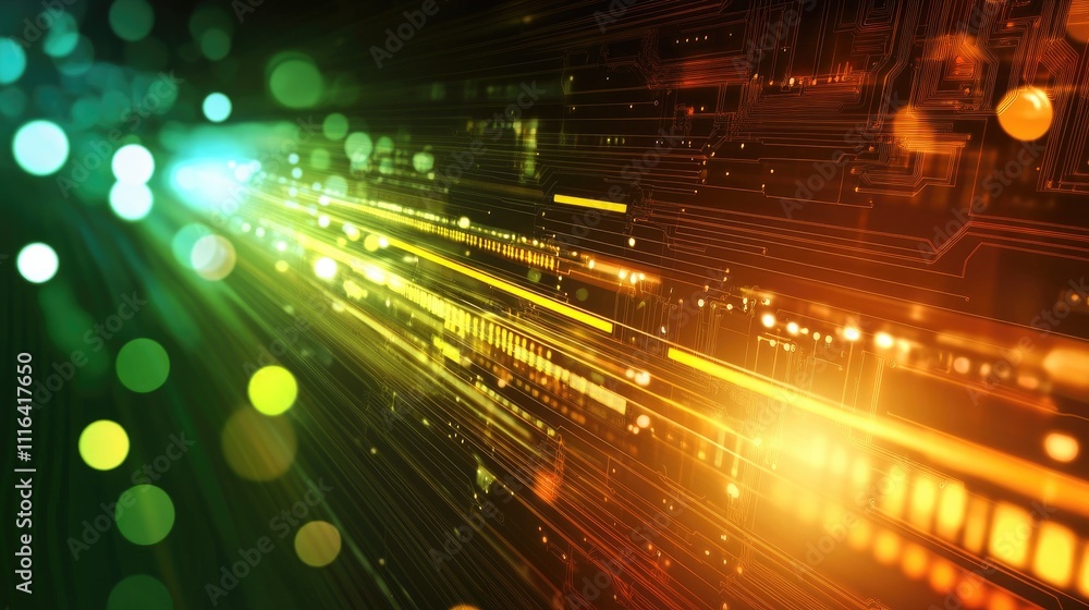 Aufkleber abstract technology background with colorful light trails and bokeh