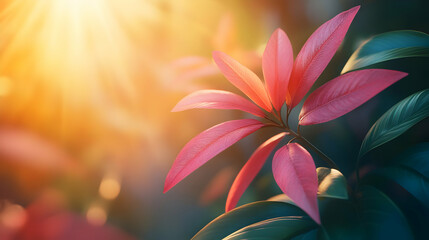 Fototapeta premium Sunlit Pink Leaves 3D Illustration