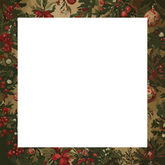 Obraz premium Festive Christmas floral background square frame.