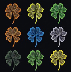 Fototapeta premium st patricks day 4-leaf clover silhouette clip art, vector graphic