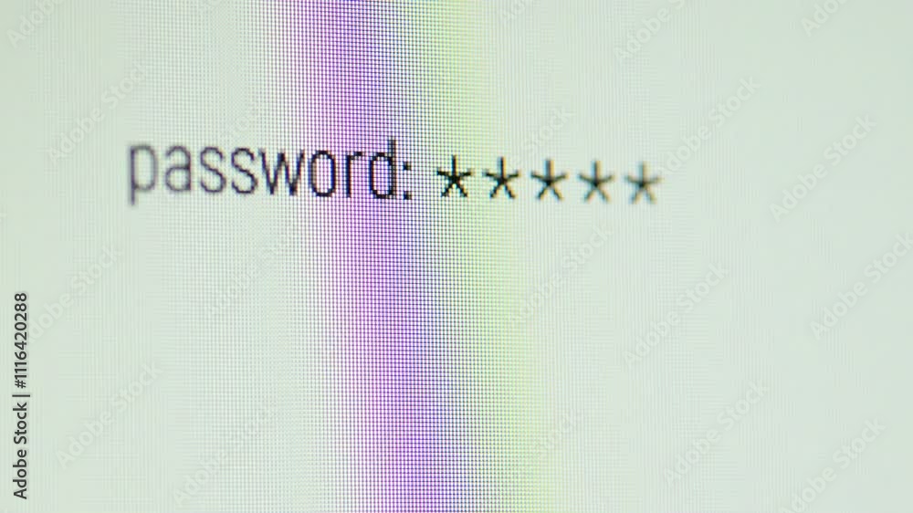 Poster user entering a password to sign in a profile. successful login to website, streem or server using p