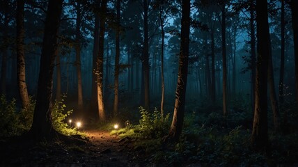 Obraz premium magical lights sparkling in mysterious jungle