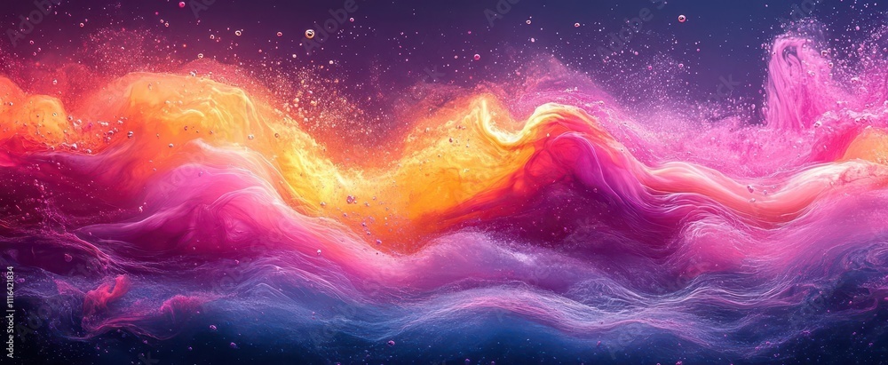 Sticker psychedelic liquid background bursting with vibrant colors and fluid shapes creating a mesmerizing v