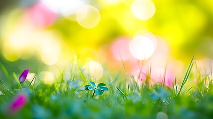 Obraz premium A close-up of shamrocks growing in the ground, st patricks day concept