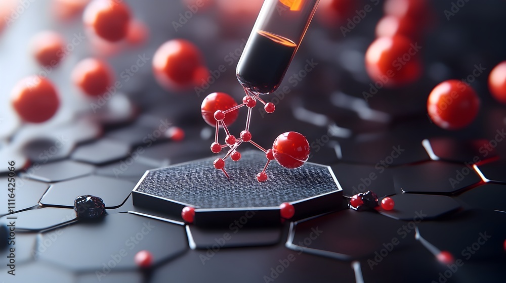 Poster 3d rendered of carbon nanotubes growing from graphene showcasing the advanced materials science and 