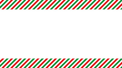 Fototapeta premium クリスマスカラー 赤 緑 ストライプ フレーム 上下 ベクター