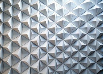 Obraz premium Minimalist geometric white triangle wallpaper offers a seamless backdrop for modern interiors. Its clean lines and contemporary aesthetics elevate stylish decor and digital art in interior design.