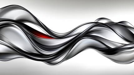 Obraz premium Abstract Silver and Black Fluid Wave Design