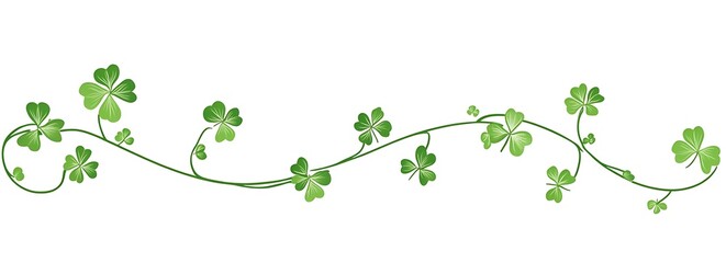 Simple vector line art shamrock banner with clover leaf lines, st patricks day concept