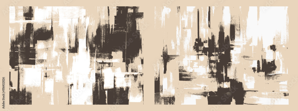 Poster bold contrasts of black and cream create dynamic vertical streaks with textured edges, evoking rhyth