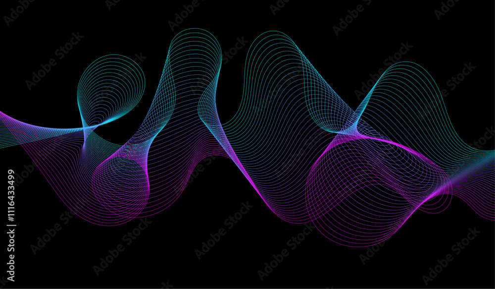Poster sound wave. abstract 3d shape. flow design. modern fluid background. liquid wave. flow shape. liquid