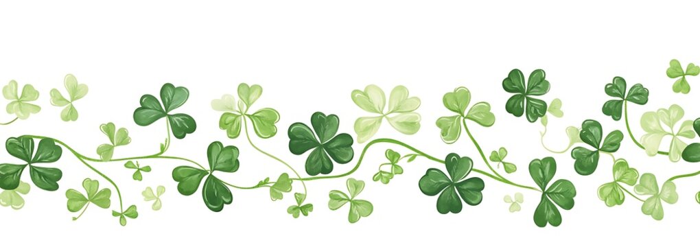 St. Patrick's Day background with a garland of shamrock leaves - Powered by Adobe