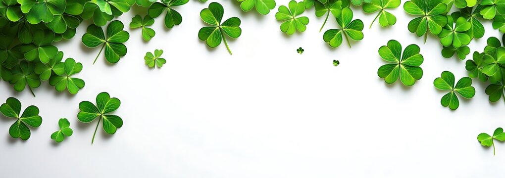 St. Patrick's Day background with a garland of shamrock leaves