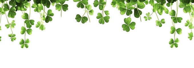 St. Patrick's Day background with a garland of shamrock leaves