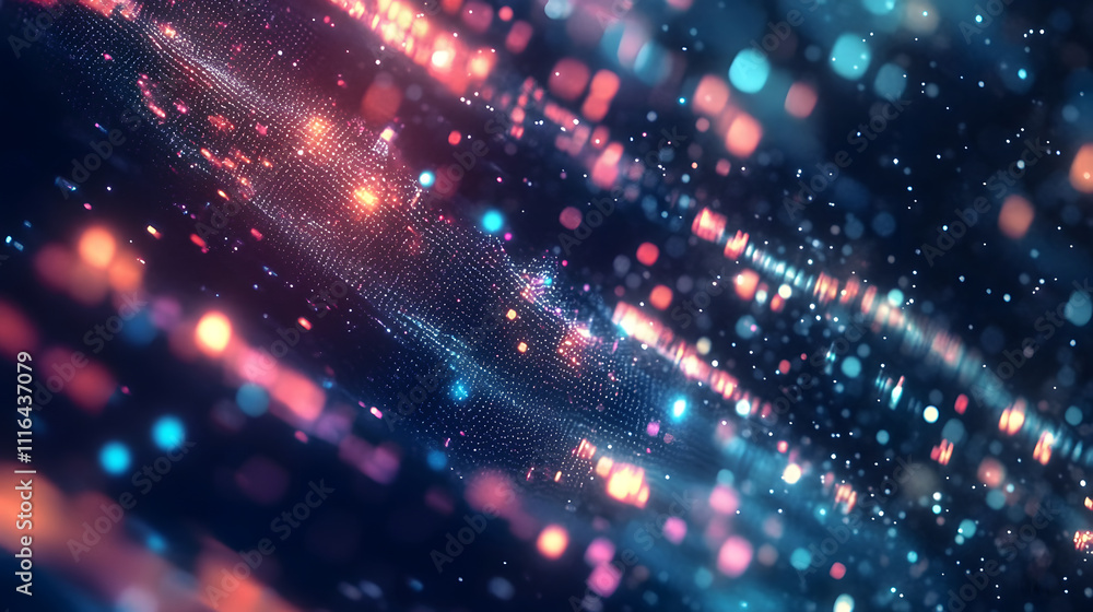 Poster flow of digital information. global connection concept. technology futuristic background. big data v