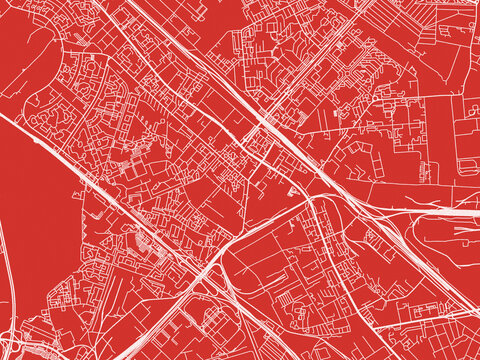 Christmas Map of Lyubertsy, Russia in Snowy White on Festive Red Background.