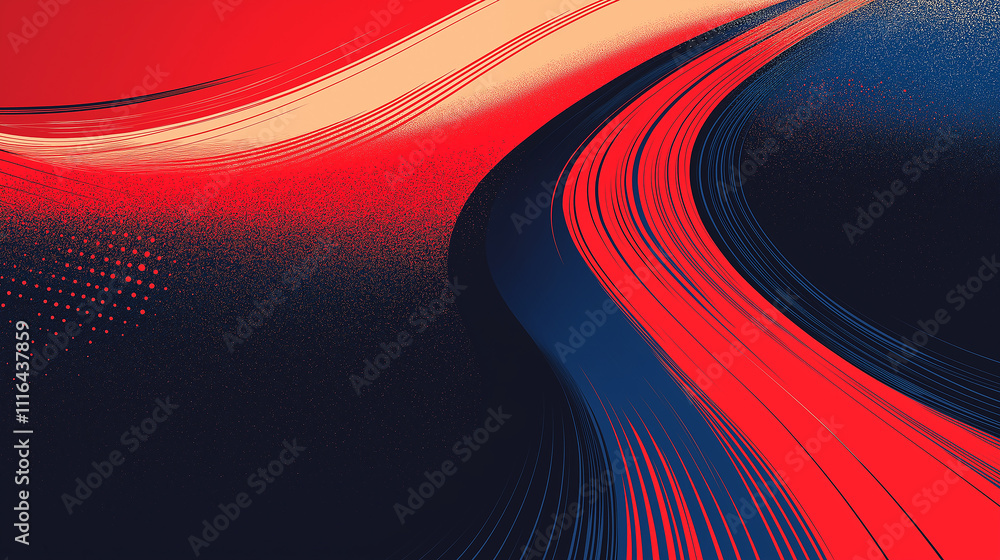 Poster abstract racing design with red and blue speed lines and a grainy texture for a dynamic, energetic f