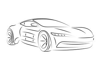 Fototapeta premium Sports car line art vector illustration