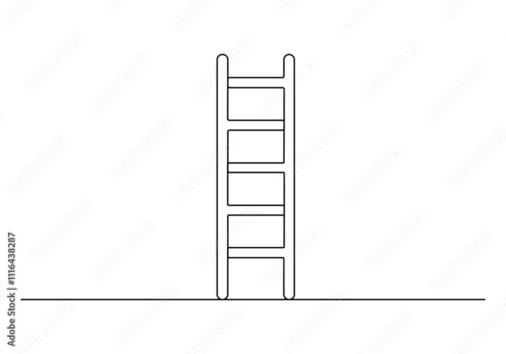 Poster ladder continuous single line drawing vector illustration