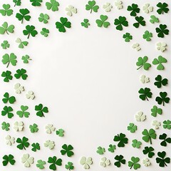 Fototapeta premium St. Patrick's Day frame, shamrocks, white background clipart