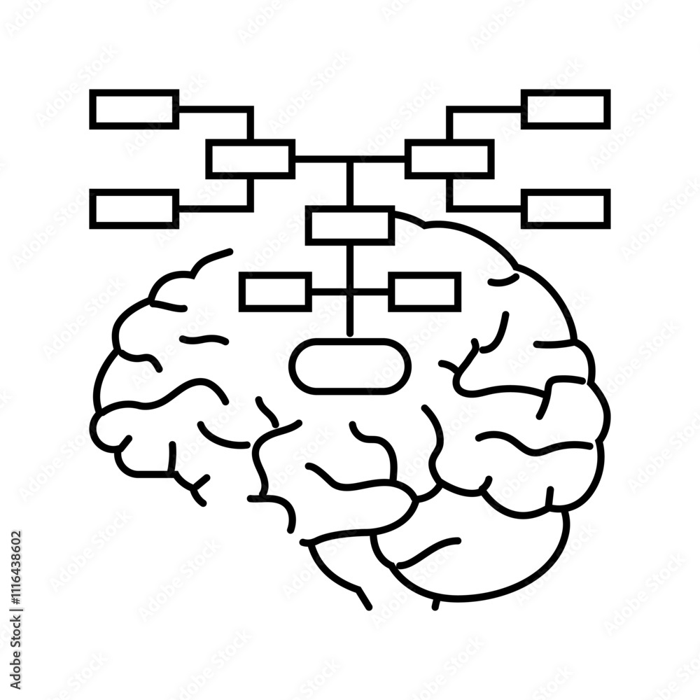 Poster mind map brainstorm line icon vector. mind map brainstorm sign. isolated contour symbol black illust