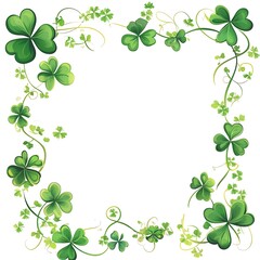 Fototapeta premium St. Patrick's Day frame, shamrocks, white background clipart