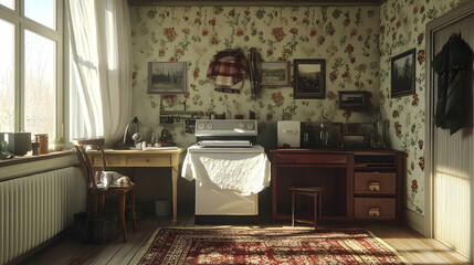 Vintage Room Interior 3D Illustration