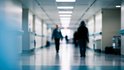 Medical staff walking through hospital corridor