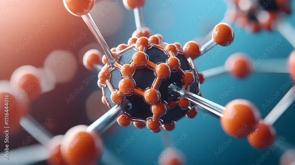 Poster detailed 3d rendered of the atomic structure of graphene material showing the intricate hexagonal ca