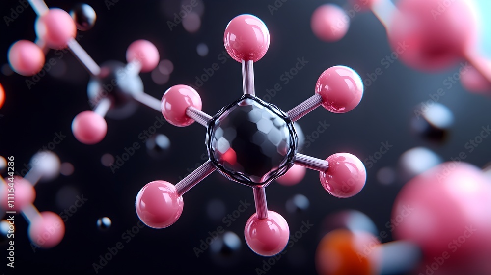 Poster detailed 3d rendering of the atomic structure of graphene showcasing the intricate hexagonal pattern