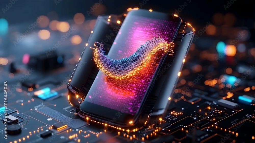 Poster graphene enhanced flexible smartphone display with ultra thin layers and advanced electronics techno