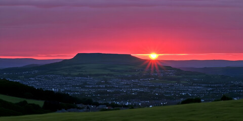 Sunset over Mountain Landscape Photo