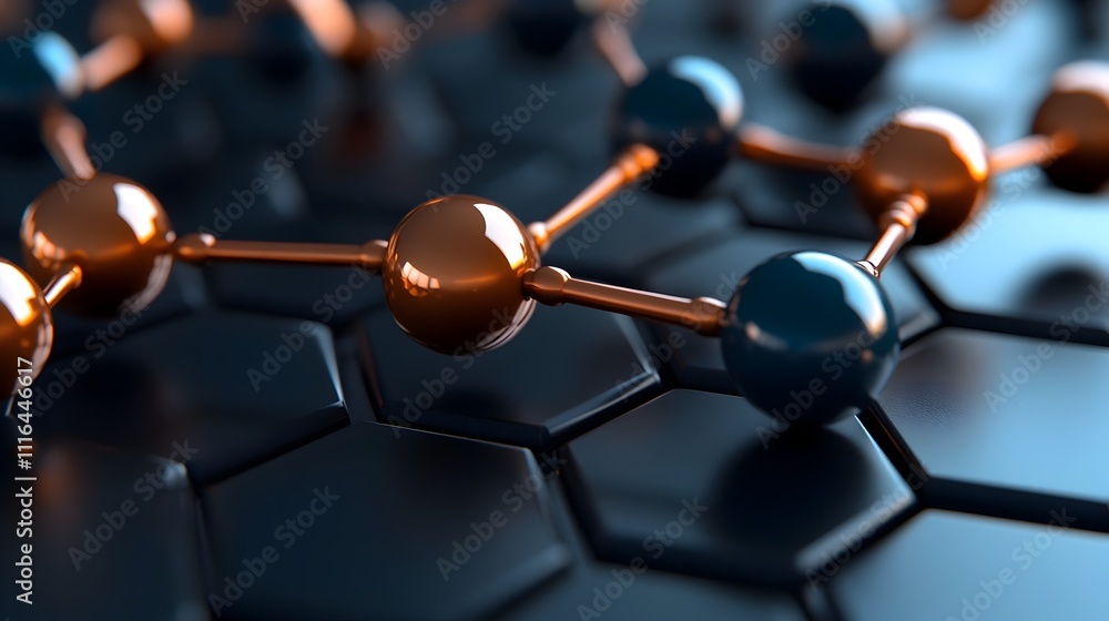 Poster minimalist 3d rendered showcasing the molecular structure of graphene a carbon based nanomaterial wi