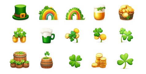 St. Patrick's Day-themed emoji pack, including a green hat