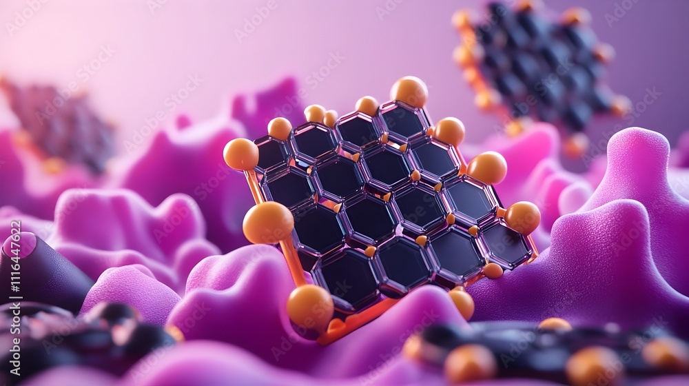 Poster detailed 3d rendered of graphene an advanced material with unique properties that shows great potent