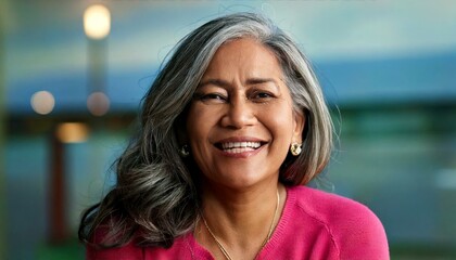 Beautiful senior woman smiling with pretty background