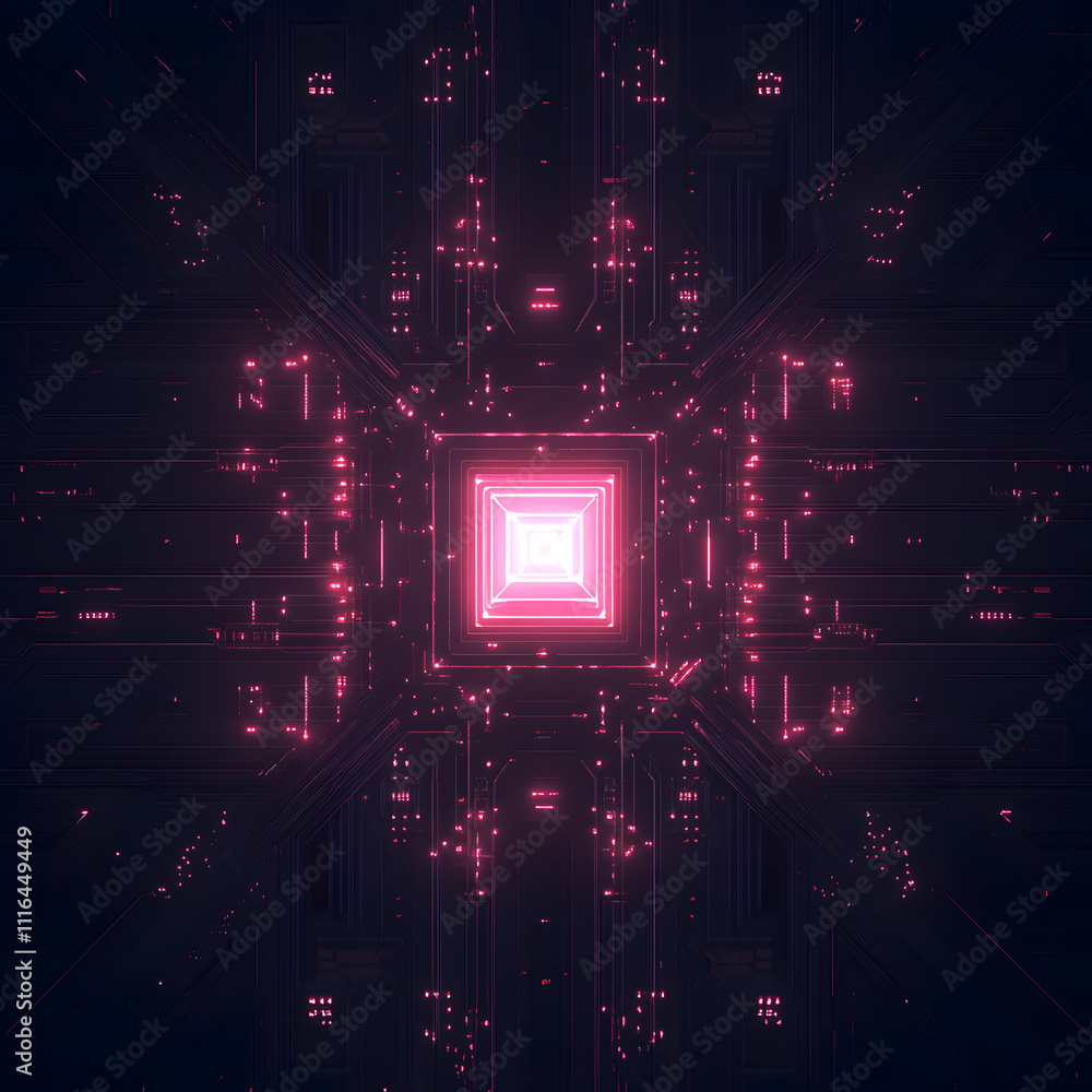 Poster futuristic digital transformation virtual space abstract visuals neon environment dynamic viewpoint 