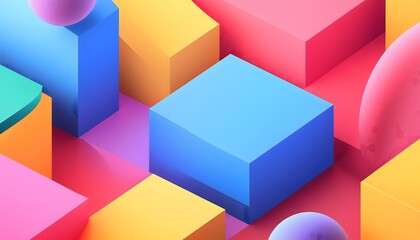 Obraz premium A 3d illustration of geometric shapes in various vibrant colors