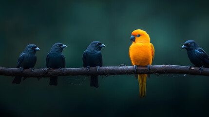 Obraz premium Unique Bird Among the Crowd.