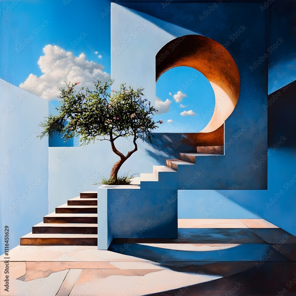 Poster captivating abstract digital art featuring a bold and dynamic composition of geometric shapes patter