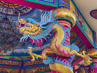 Dragon statue,dragon symbol,dragon Chinese is a beautiful Thai and Chinese architecture of shrine,...