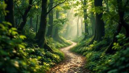 Fototapeta premium Tranquil tilt-shift views of the forest floor.