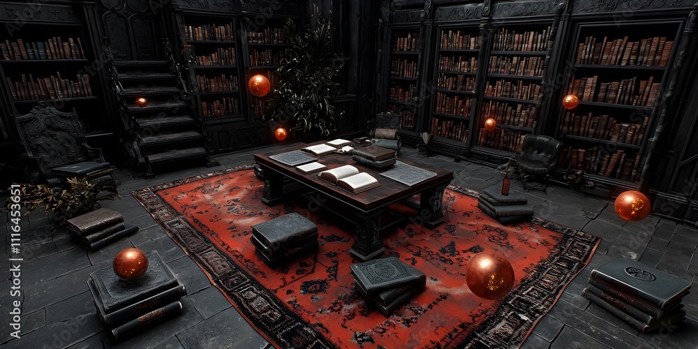 Poster vaulted library chamber with high ceilings lined with countless volumes of accumulated wisdom a cent