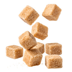 Brown Sugar Cubes isolated on transparent background cutout, Png, Cutout