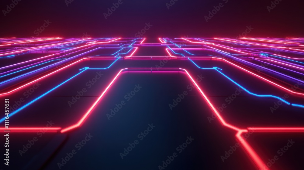 Poster abstract neon circuit board background with glowing lines and futuristic vibes perfect for technolog