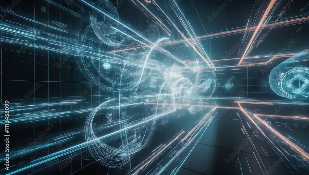Aufkleber digital flux: abstract visualization of data streams